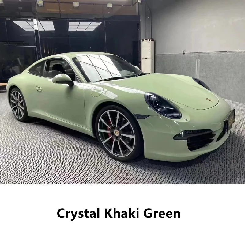 

High Quality Ultra Glossy Crystal Khaki Green Vinyl Wrap Film Glossy Vinyl Wrap Car Skin For Car Motorcycle Bubble Free Wrap Fil
