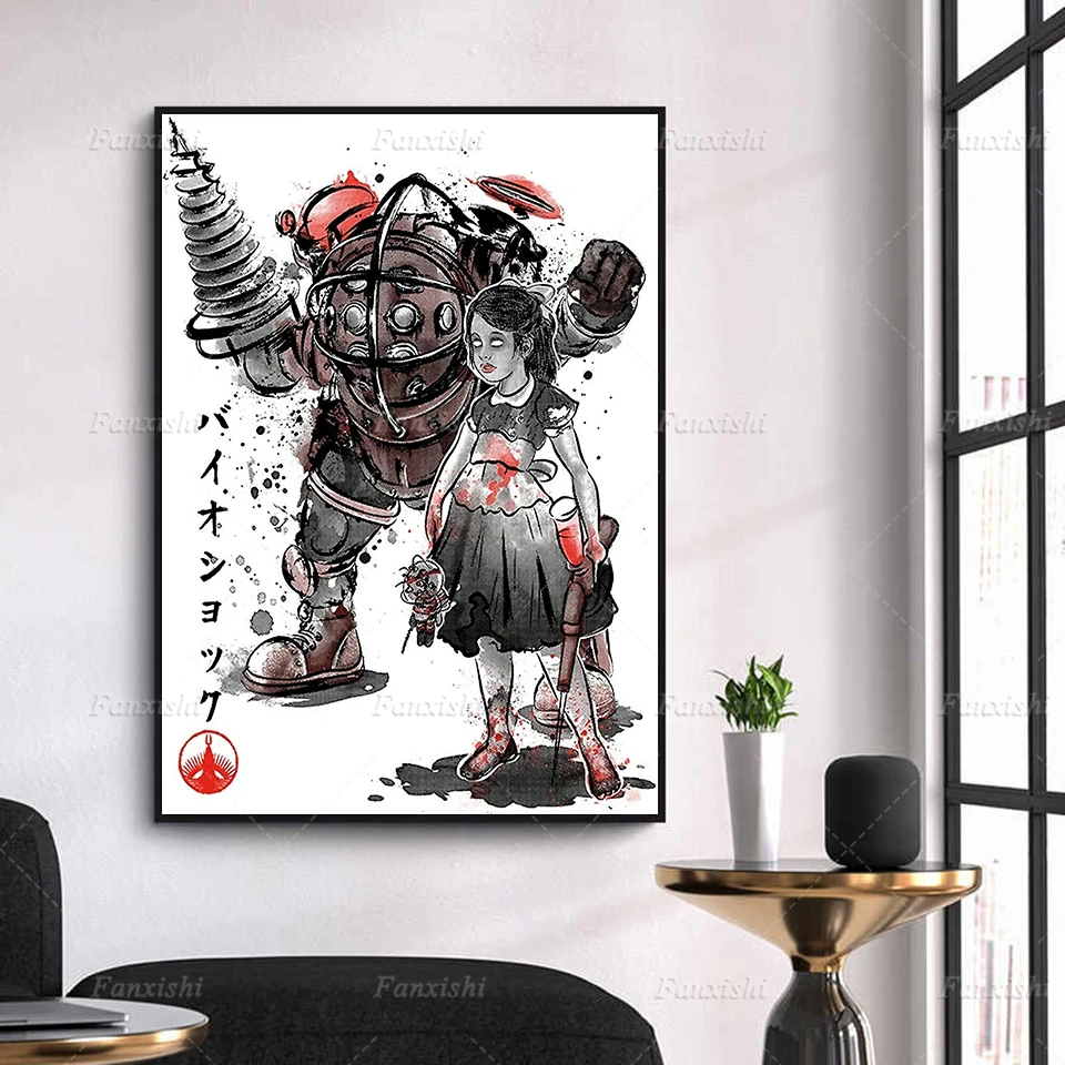 

Canvas Painting Japanese Anime Bioshock Girl Pictures Wall Art Prints Modular Simple Poster Home For Living Room Bedroom Decor
