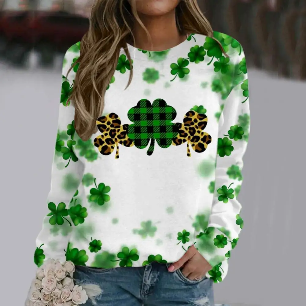 

Chic Festival Top Colorfast Round Neck Anti-pilling Irish Festival Blouse Daily Garment