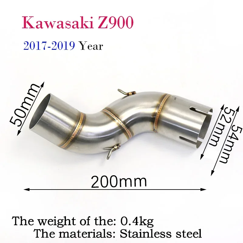 

Для Kawasaki z900 2017-2021 51 мм выхлопная средняя труба z900 выхлопная система мотоцикла модификация выхлопной трубы аксессуары для мотоциклов