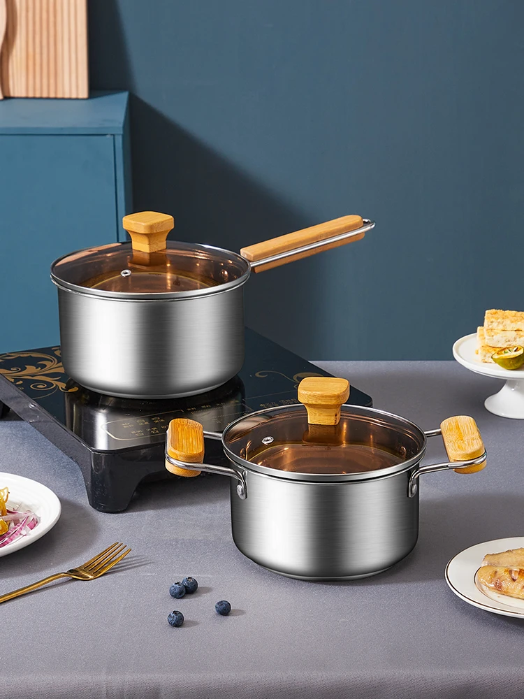 

Stainless Steel Milk Pot Non Stick Thickened Soup Pot Cooking Pot Milk Pan Noodle Induction Cooker Gas Stove panela Cookware