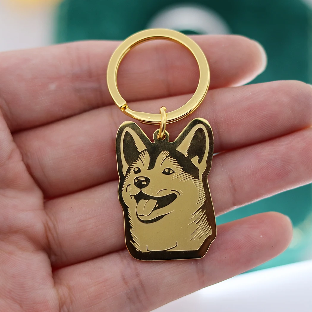 Брелок QIMING из нержавеющей стали для женщин милая бижутерия в виде собаки Шиба-ину