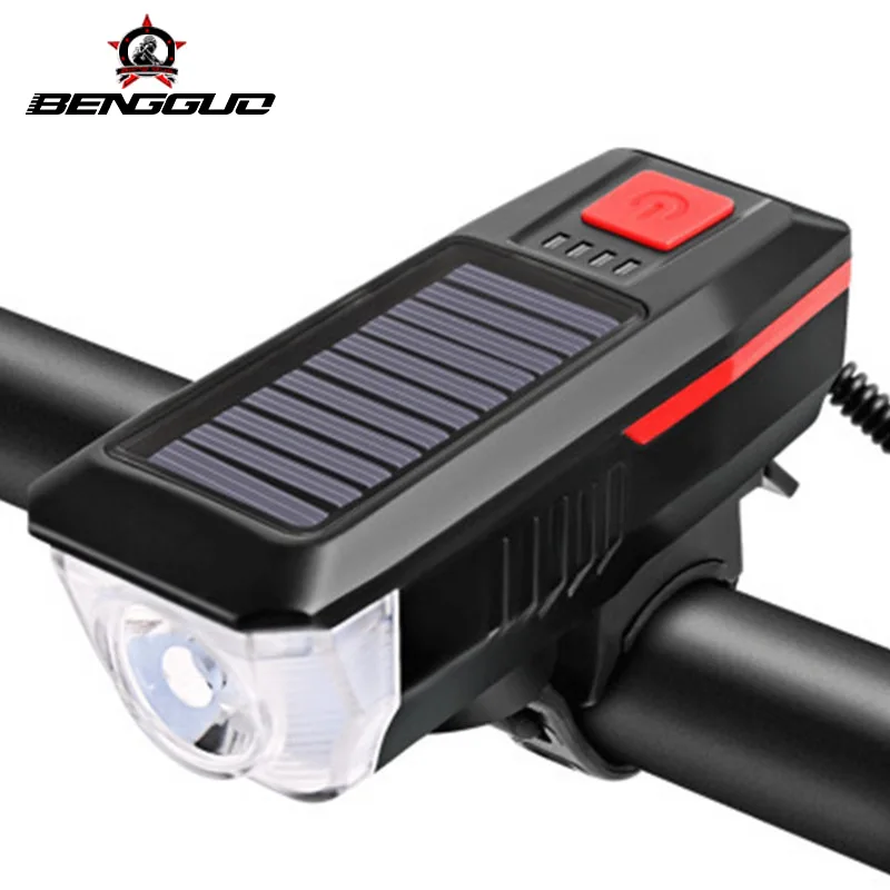 

Bicycle Light Headlight Solar Horn Light USB Charging Headlight Bicycle Strong Light Flashlight Cycling Fixture Bike Accessories