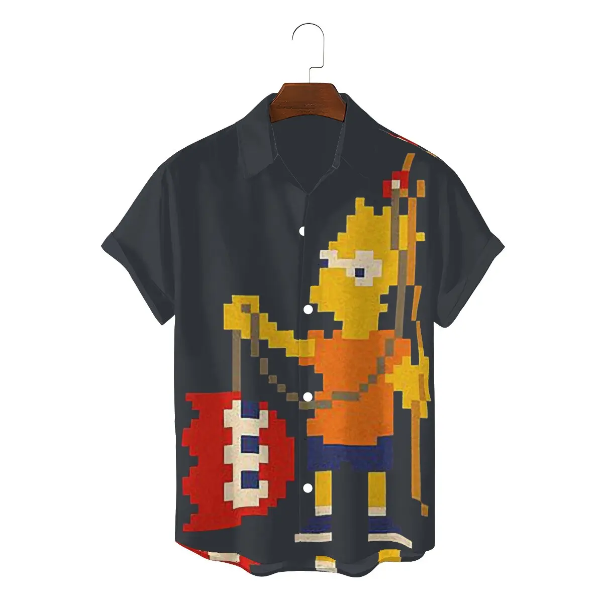 

Blinky 2022 Man's Awesome Hawaii Shirts Pacman Retro Games Square Neck Short Sleeve Polyester 3D Shirt Top Quality Gift Idea