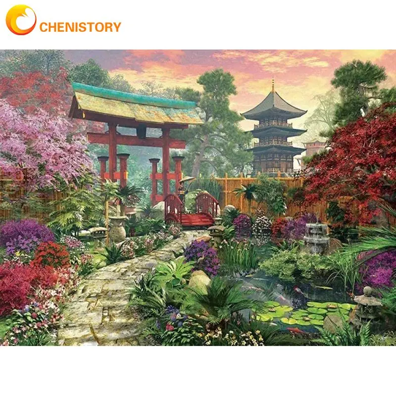 

Картина-мозаика CHENISTORY вышивка Дом стразами 5D для творчества, Алмазная мозаика с изображением дерева, ландшафта, творческие хобби, украшение...