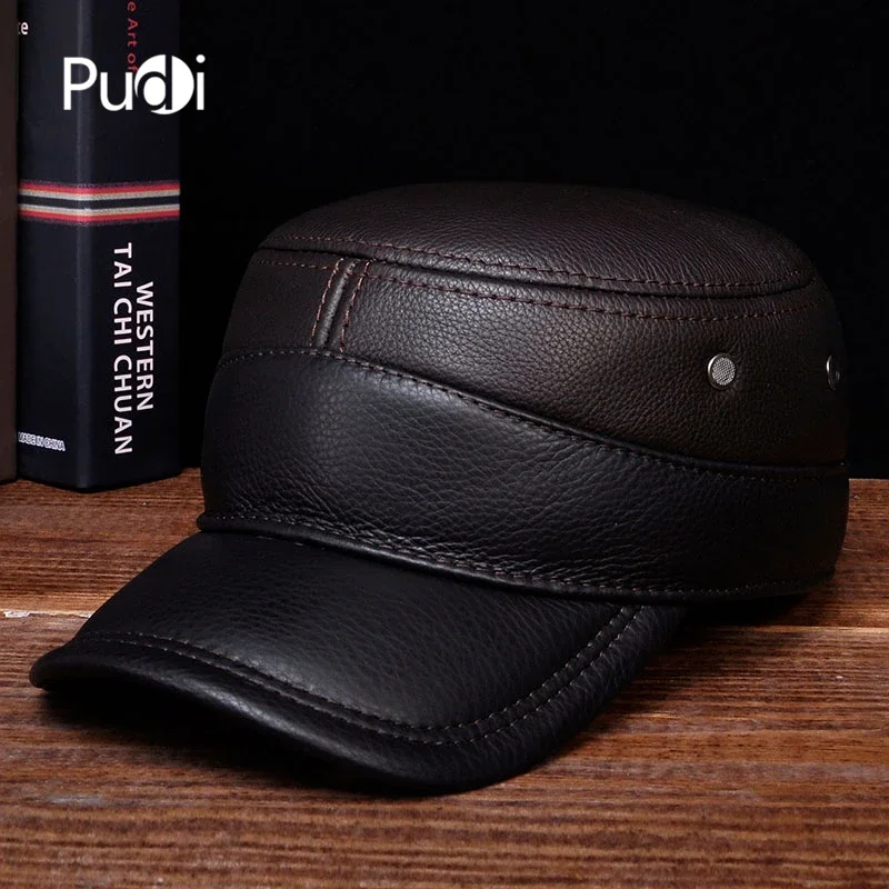 PUDI Мужская бейсболка из натуральной кожи новый мужской весенне-зимний теплый