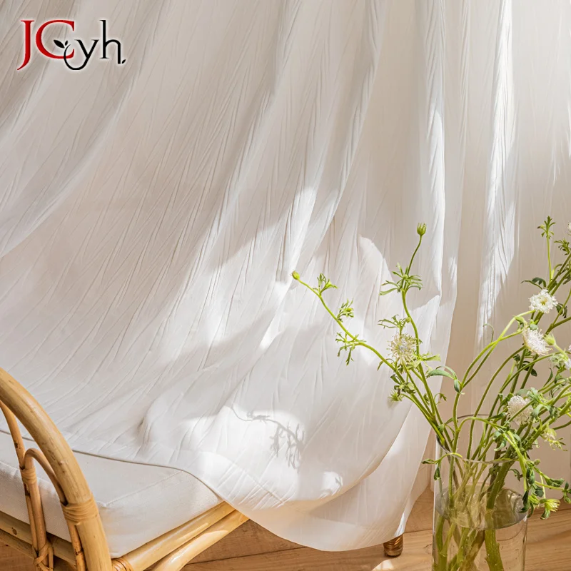 

Современные белые прозрачные Занавески для гостиной, роскошные плиссированные тюлевые занавески для окон, однотонные вуали, готовые занавески, ткань на заказ