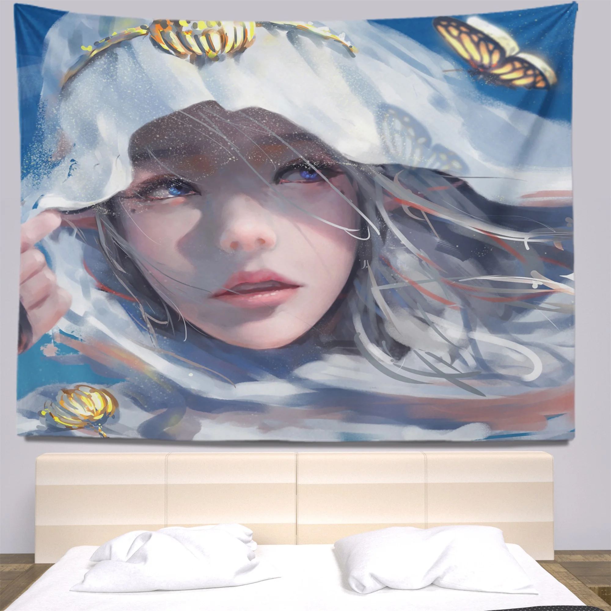 

Ghost knife anime tapestry wall hanging Bohemia hippie dormitory room decoration large wall cloth support customization