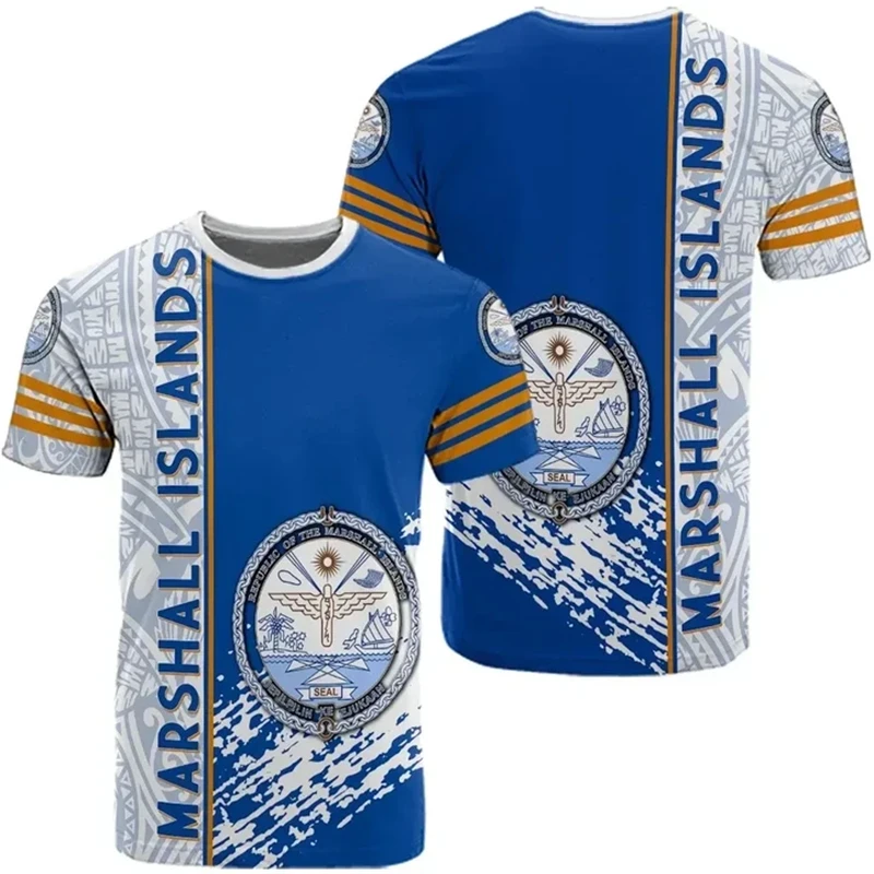Футболка унисекс с принтом флага Маршалловых Островов Повседневная рубашка