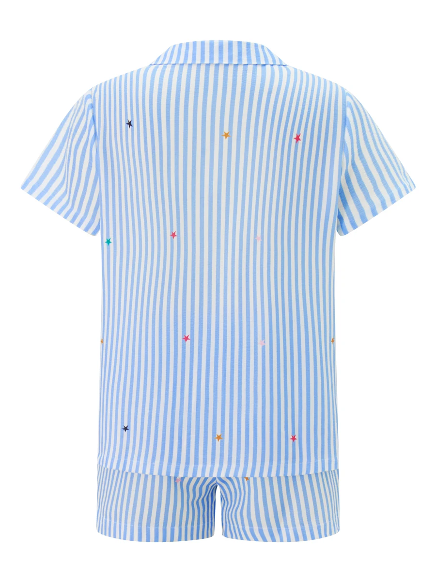 Женский милый пижамный комплект в полоску рубашка с коротким рукавом и