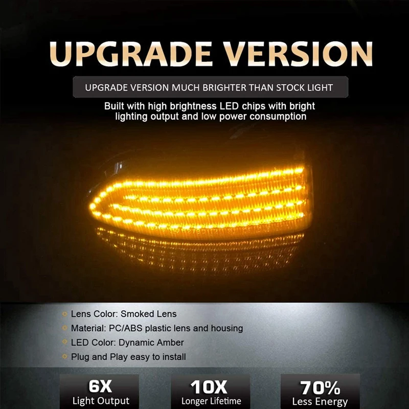 6X автомобильный динамический фонарь для зеркала заднего вида с указателем