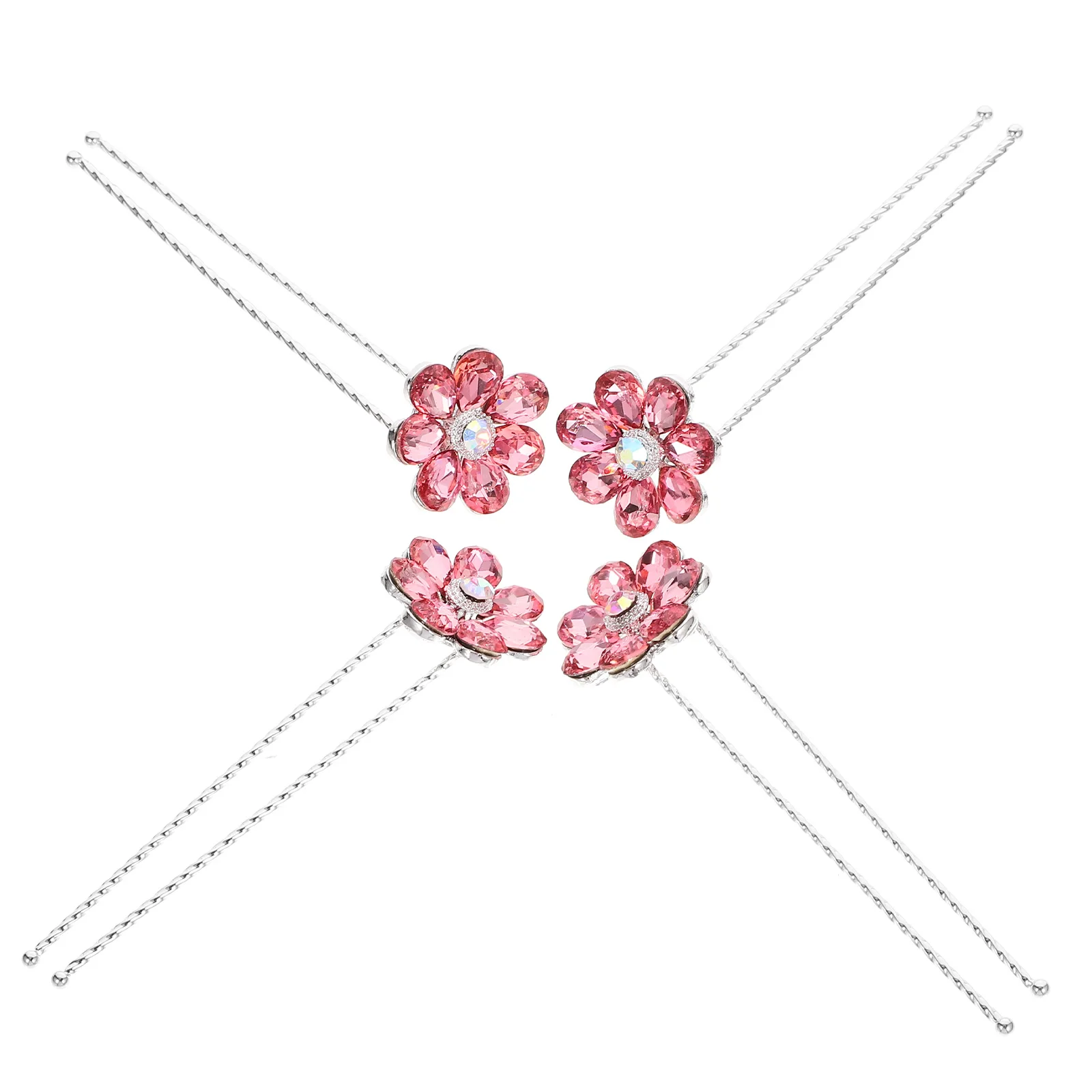 

4 Pcs Rhinestone Hair Pin Floral Barrettes Girls Wild Wedding Bridal Accessories Rhinestones Hairpin Women's