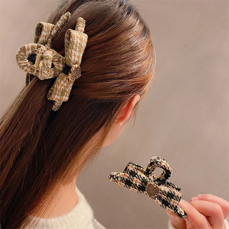 

Элегантная решетка в колледском стиле, чешский Алмазный зажим для захвата волос, женский зажим для волос для захвата задней части головы