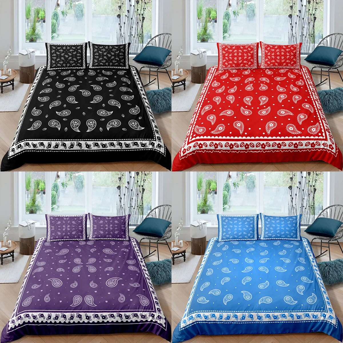 junior семейный нудизм дома Домашний текстиль, роскошный комплект постельного белья с 3D принтом пейсли, бандана, пододеяльник, наволочка, Детский Комплект постельного белья размера AU/EU/UK/US Queen и King | AliExpress