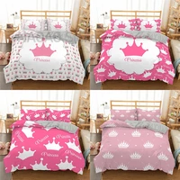 23pcs pink bedding set crown duvet cover home textile print home living luxury quilt set adult king size bedding set