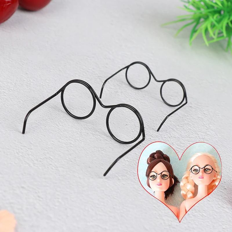 

10Pcs Fashion Round Frame Lensless Retro Cool Doll Glasses For Doll 30cm