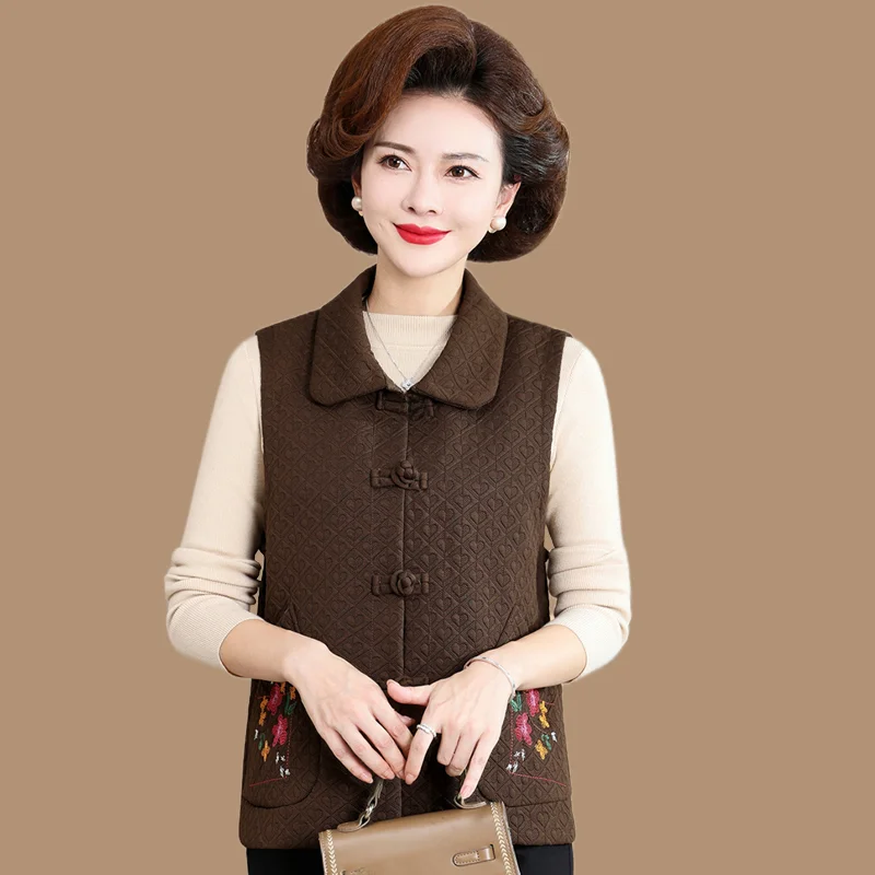 Осенняя одежда для бабушки жилет тонкий пожилых людей старше 60 лет мам верхняя