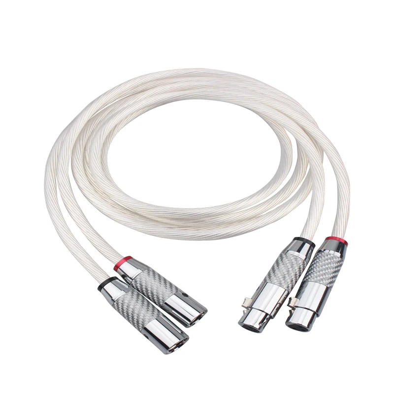 

Высококачественный сбалансированный кабель XLR 5N OCC, однокристальный медный посеребренный Hi-Fi аудиокабель, штекер из углеродного волокна