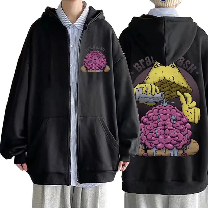 

Anime Cartoon Brain Double Sided Graphic Zipper Hoodie Men's Harajuku Zip Up Jacket Male Manga Hoodies Unisex Fleece Outerwear