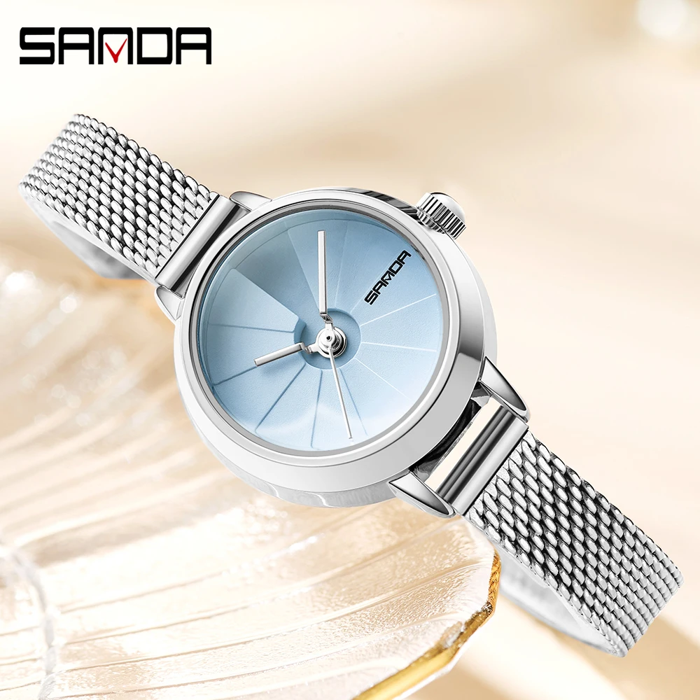 SANDA 2023 New Women Quartz Watch Womens Watches Casual Fashion black Leather Strap Waterproof Wear Resistant Watch Gift 1113