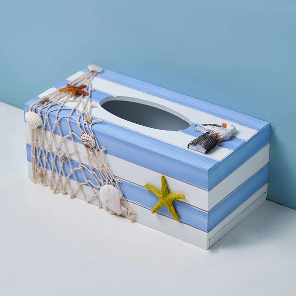 

Box Tissue Holder Napkin Cover Dispenser Paper Decorative Nautical Beach Case Coastal Ocean Towel Car Container Kitchen Decor
