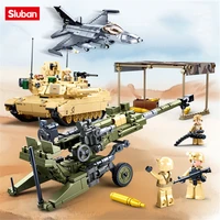 sluban new military army series 3 styles m777 cannons f16c fighter m1a2 main battle tank building blocks bricks ww2 toys gifts