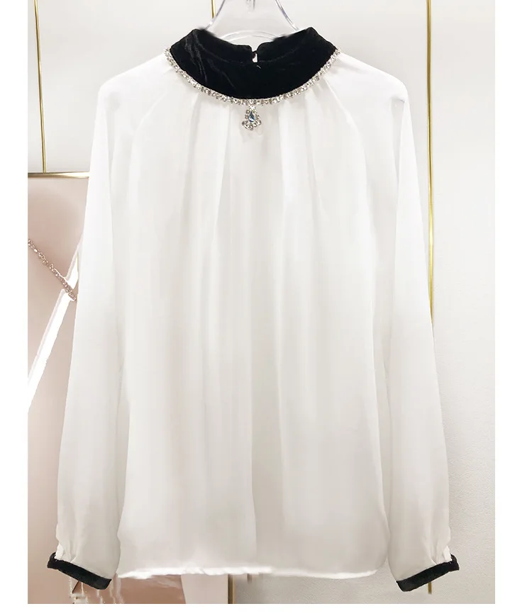 2023 Spring Summer France Style Women's High Quality Vintage O-neck Lantern Sleeves Blouses Shirt C586
