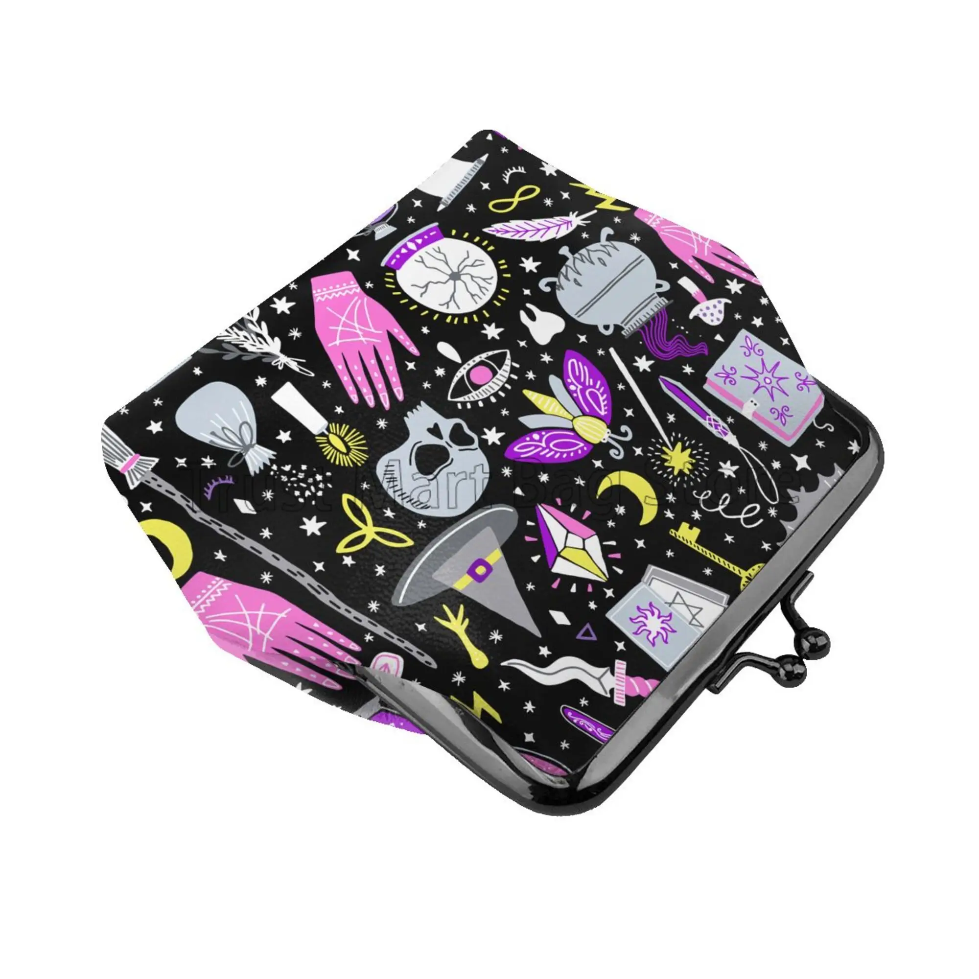 Маленький кожаный кошелек Magic Witch с узором в готическом стиле маленький для смены