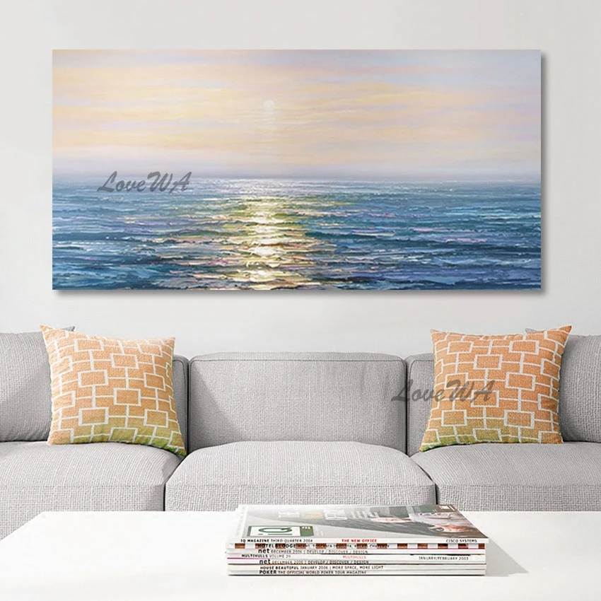 

Sunrise Over The Sea Carming Natural Landscape Painting 100% Handpainted Home Decoration Piece Quality Artwork Framless