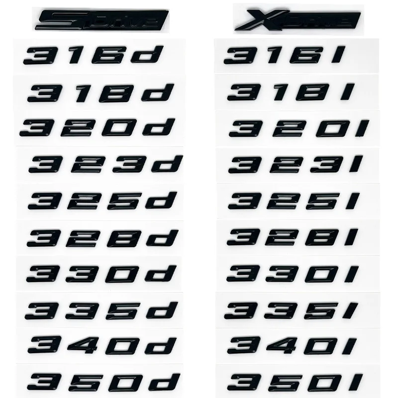 

Глянцевая черная наклейка с эмблемой 320i 320d 320e 325d 328d 330i 330d 330e 335d 340d для BMW Serie 3 E90 E91 E92 F30 F31 F34 G20 G21