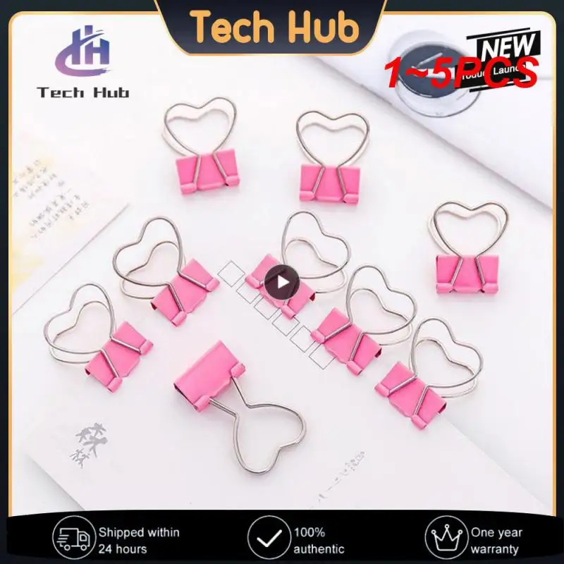 

1~5PCS lot Clip Heart Hollow Out Metal Binder Clips Notes Letter Paper Clip Office Supplie