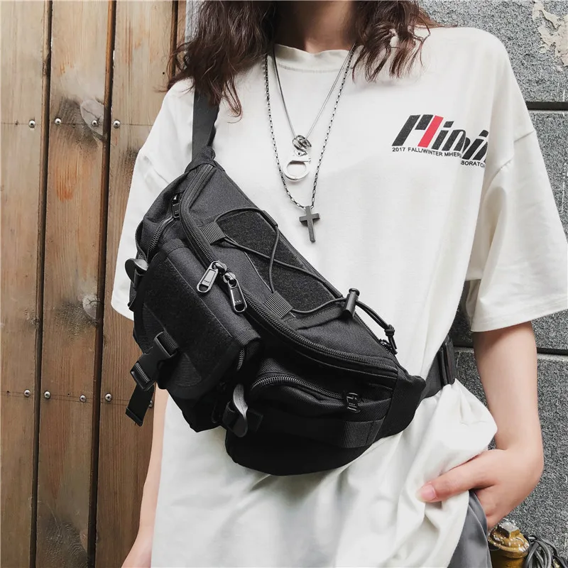 

Tide Brand Street Beat Men Women Backpack Tactical Hip-hop Functional Chest Bag Tide Pocket Leisure Outdoor Sports Waist Packs
