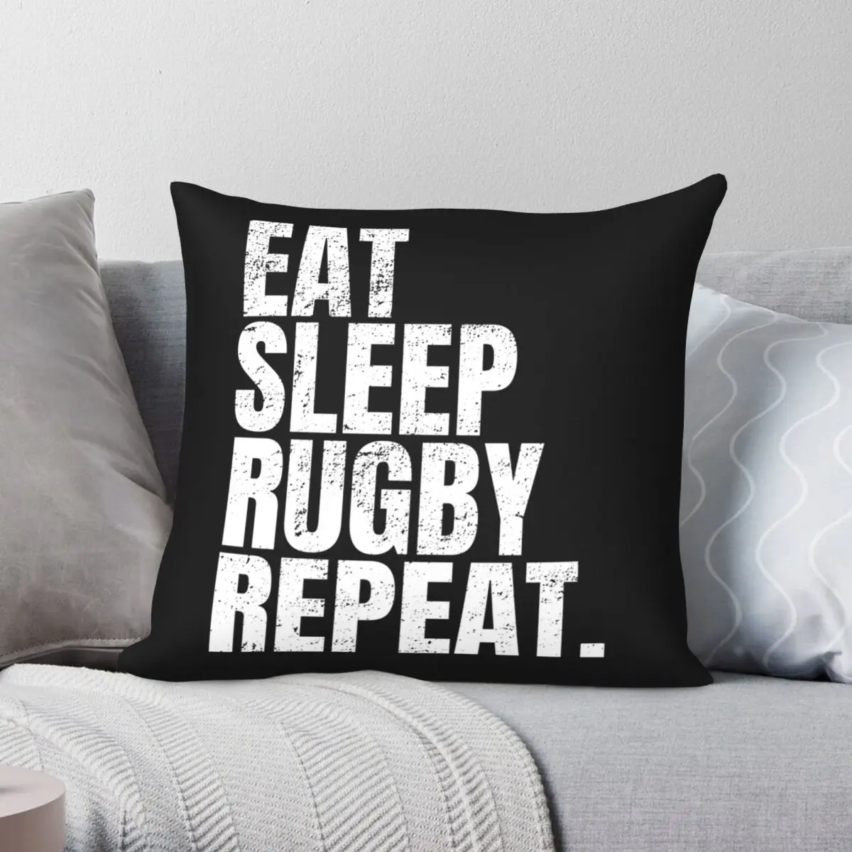 

Наволочка для регби с надписью Eat Sleep, квадратная подушка, полиэстеровый льняной бархатный креативный декоративный чехол на молнии, наволоч...