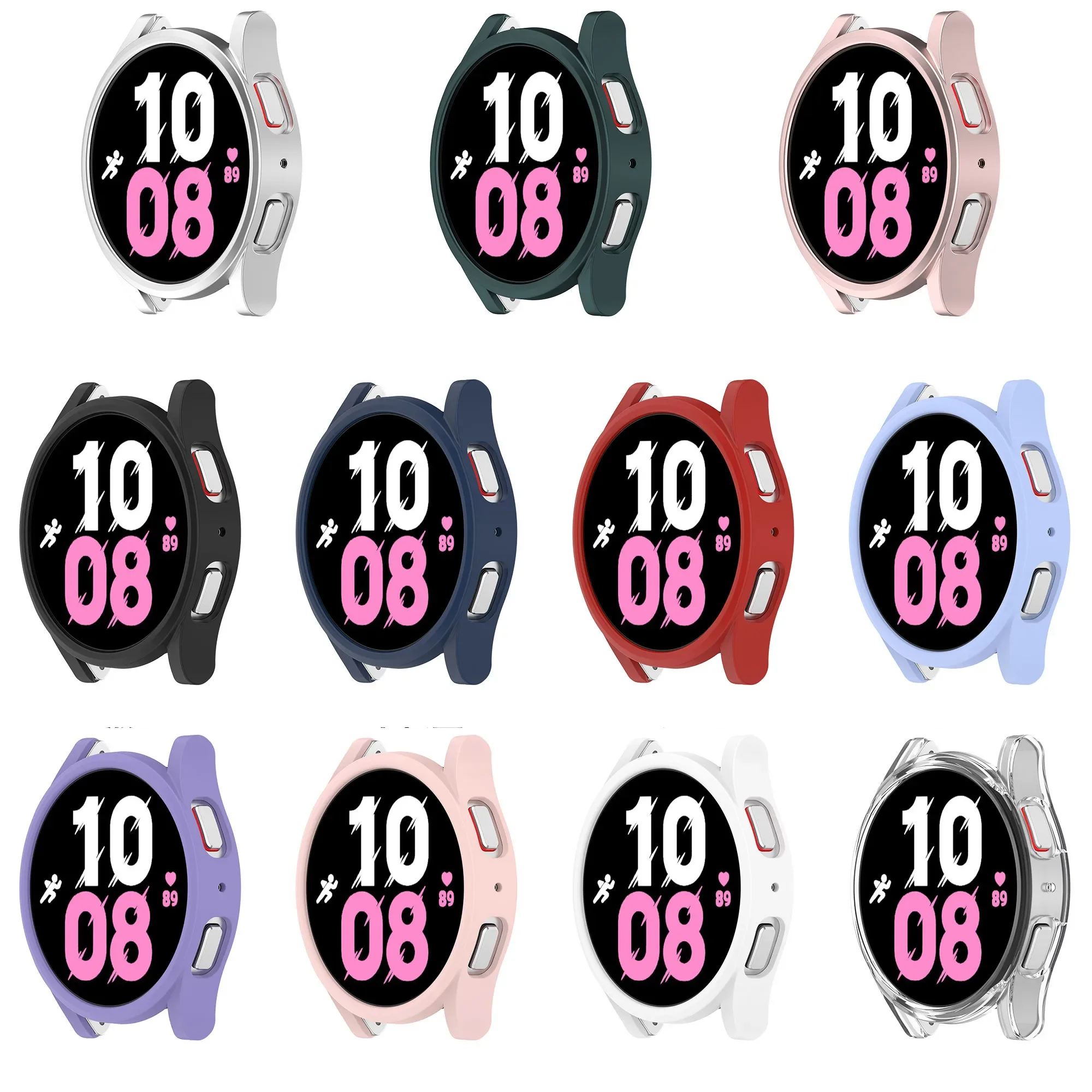 Фото Матовый Жесткий чехол с рамкой для Samsung Galaxy Watch 5/4 40 мм 44 мм Watch5 Pro 45 мм, чехол-бампер, стеклянная Защитная пленка для экрана №1
