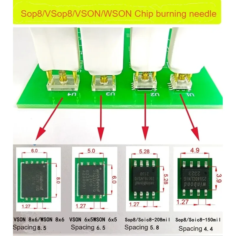 Фото 1 шт. Sop8 Soic8 TSSOP8 MSOP8 SOP16, разряд чипа, сжигание, зонд, пружинная игла, вспышка, кабель горелки для чипа eeprom №4