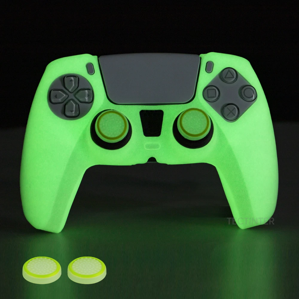 

Glowing Silicone Cover For PS5 Controller Rubber Case Shell For PS5 Gamepad Joystick For PS5 Accessories Thumbstick Grip Caps