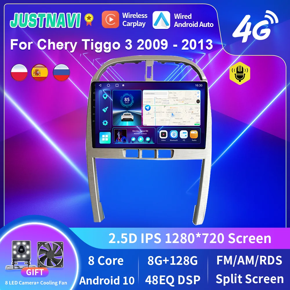 

JUSTNAVI Android10.0 Car Radio For Chery Tiggo 3 2009-2013 Multimedia Player Video Carplay Navigation GPS No 2Din DVD Head Unit