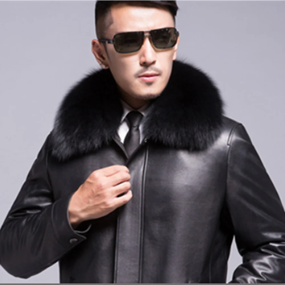 

Men's Real Fox Fur Collar Scarf Wraps For Jacket Coat Vest Black