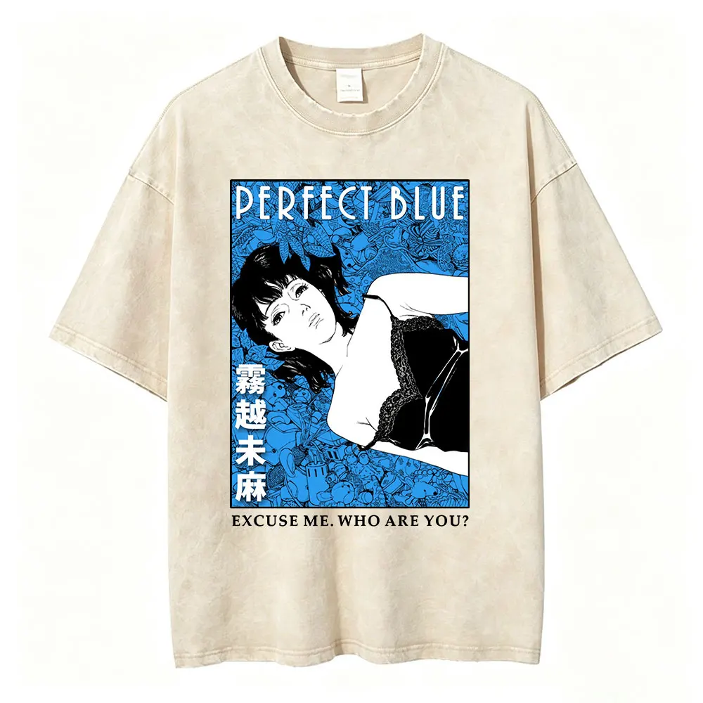 Фото Винтажная футболка с графическим принтом Anime Perfect Blue Mima Kirigoe, мужская и женская одежда, модная футболка оверсайз с короткими рукавами №3