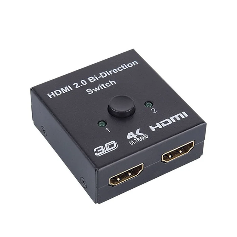 

HDMI Switcher UHD 2 Ports Bi-directional Manual HDMI AB Switch HDCP Supports 4K FHD Ultra 1080P for Projector