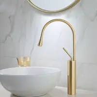 All copper European style platform basin faucet bathroom can rotate wire drawing golden water faucet water drop cold and hot bas