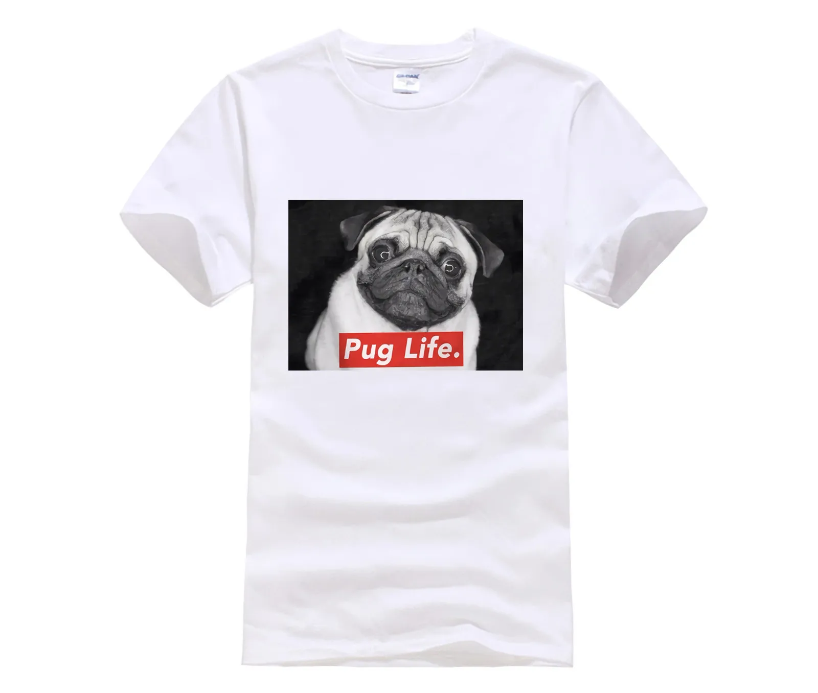 

Футболка Мужская/женская с принтом, модная тенниска из 100% хлопка с забавным принтом мопса, гангста, собака, другие друзья, трава