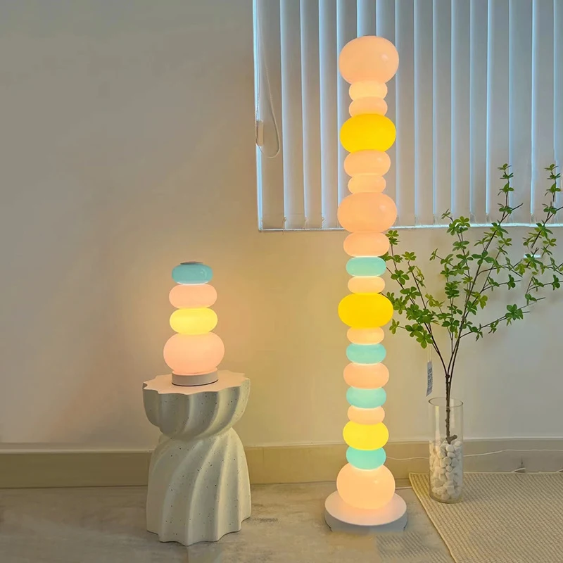 

Candy String Rainbow Floor Lamp Creative Makaron Girl Bedroom Table Lamp Glass Living Room Sofa Edge Atmosphere Lamp