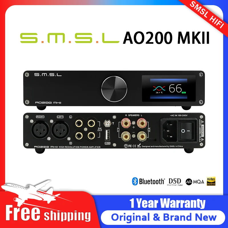 SMSL AO200 MKII HIFI цифровой усилитель MA5332MS NJW1194 чип XLR RCA USB Bluetooth5.0 сбалансированный вход