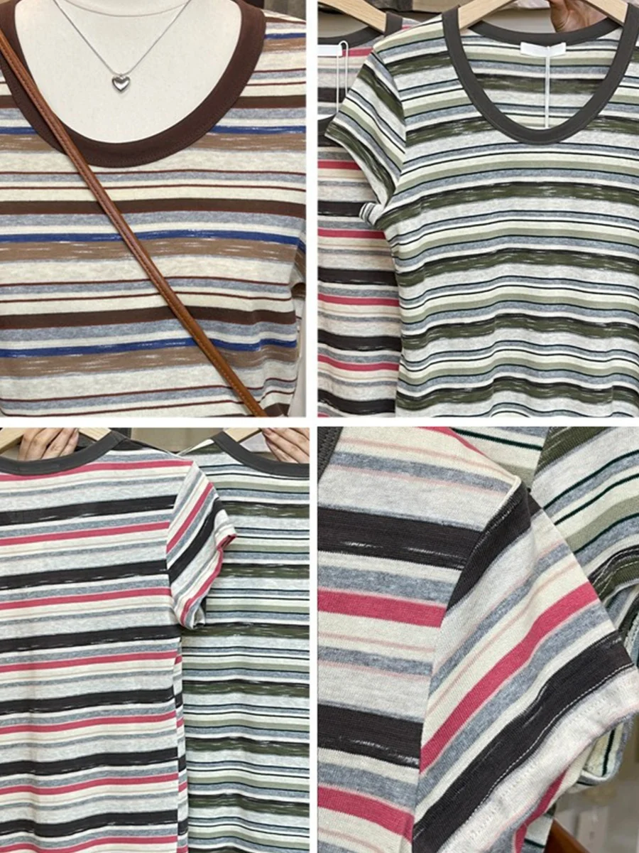 Женская футболка с коротким рукавом в полоску