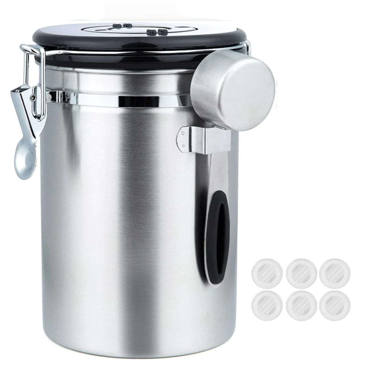 

Кофейные банки, герметичный контейнер для кофейных зерен 1,8 л, банка для хранения с датчиком, клапан coответа для кофе, кофейных зерен, сахара ...