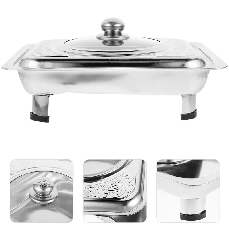 

1Pc Safe Thickened Food Holder Stainless Steel Food Tray Flat Square Tray