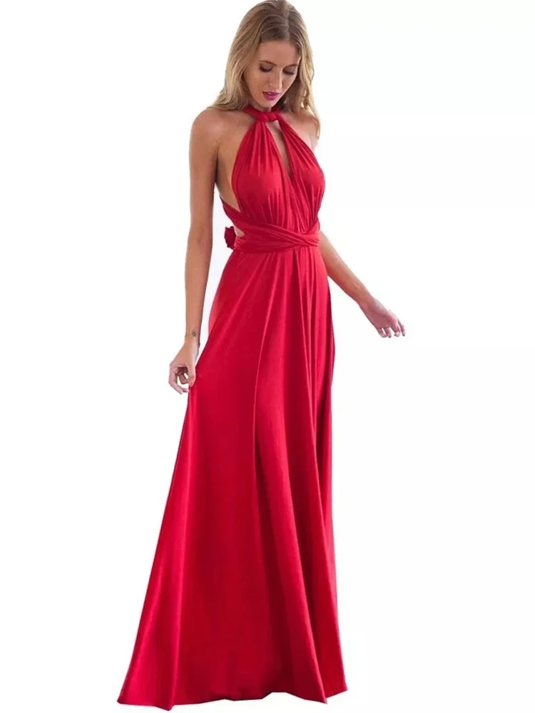 

Trendeez Elegant Fashion Plain Halter Belt A-line Ankle-length Dress
