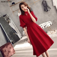 kaunissina simple cocktail dresses half sleeve a line formal dress solid women pary gowns homecoming vestidos