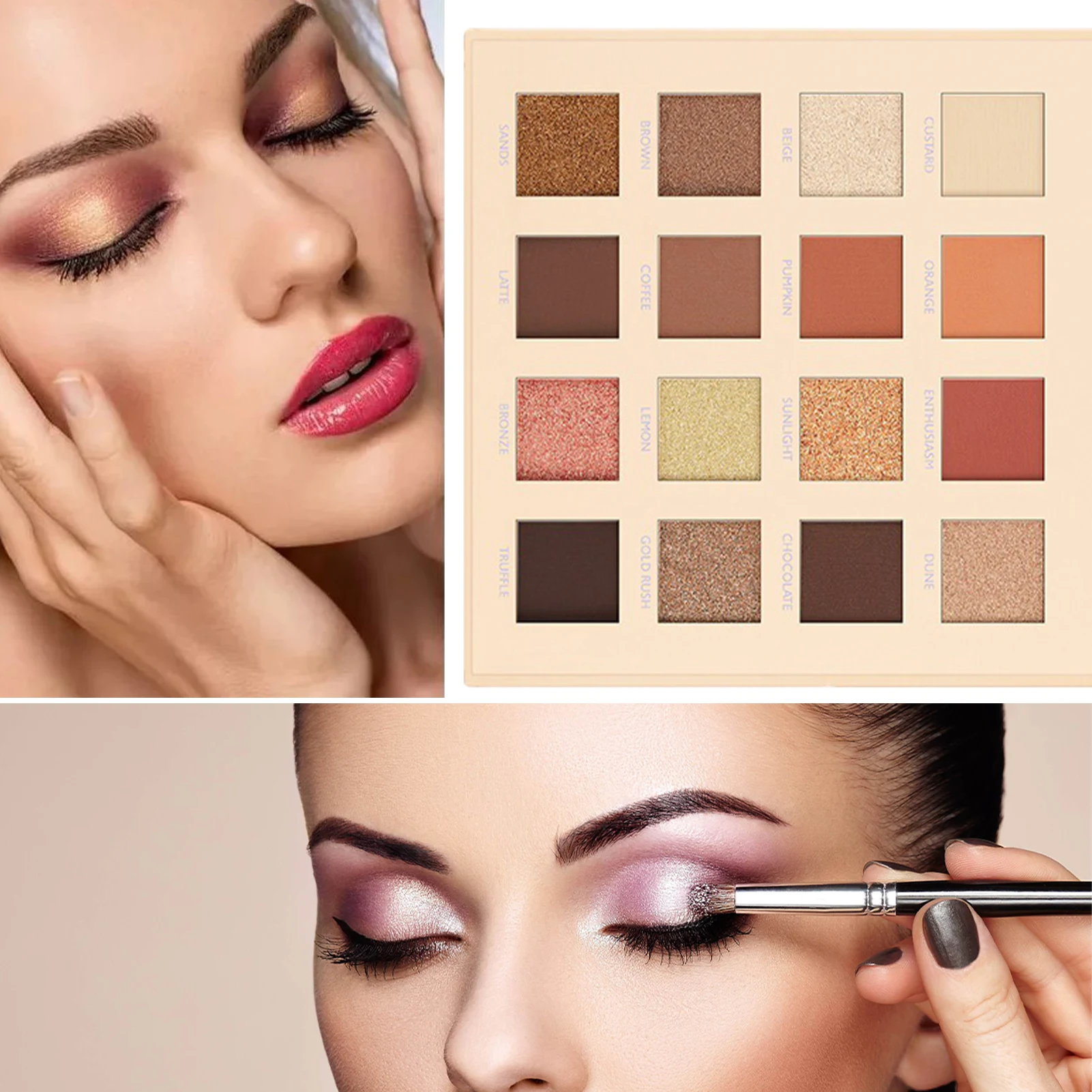 

Палитра теней для век, 16 цветов, телесные, блестящие тени для век, палитра матовых, блестящих теней для век